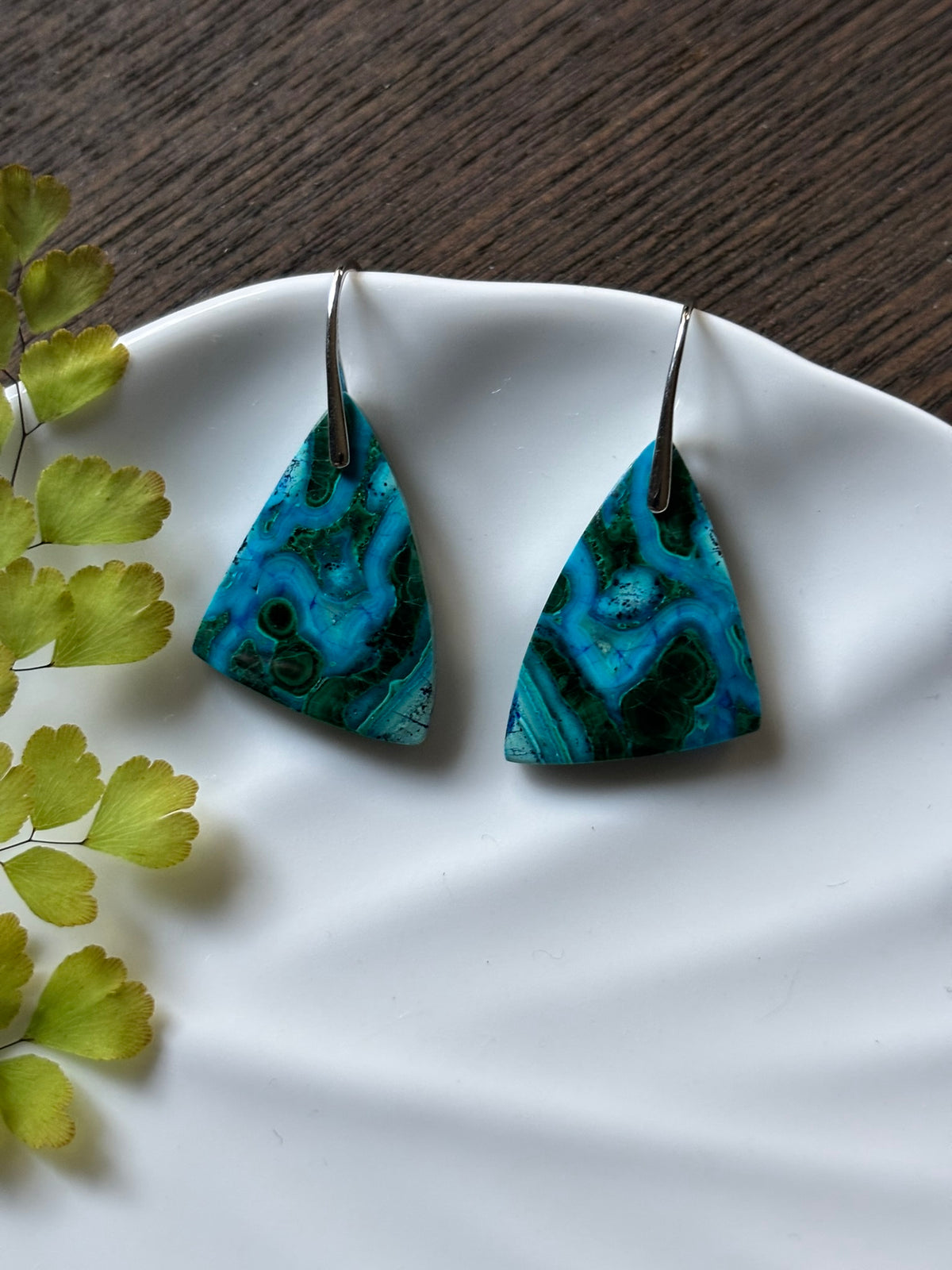 Malachite Chrysocolla Deep Turquoise Earrings