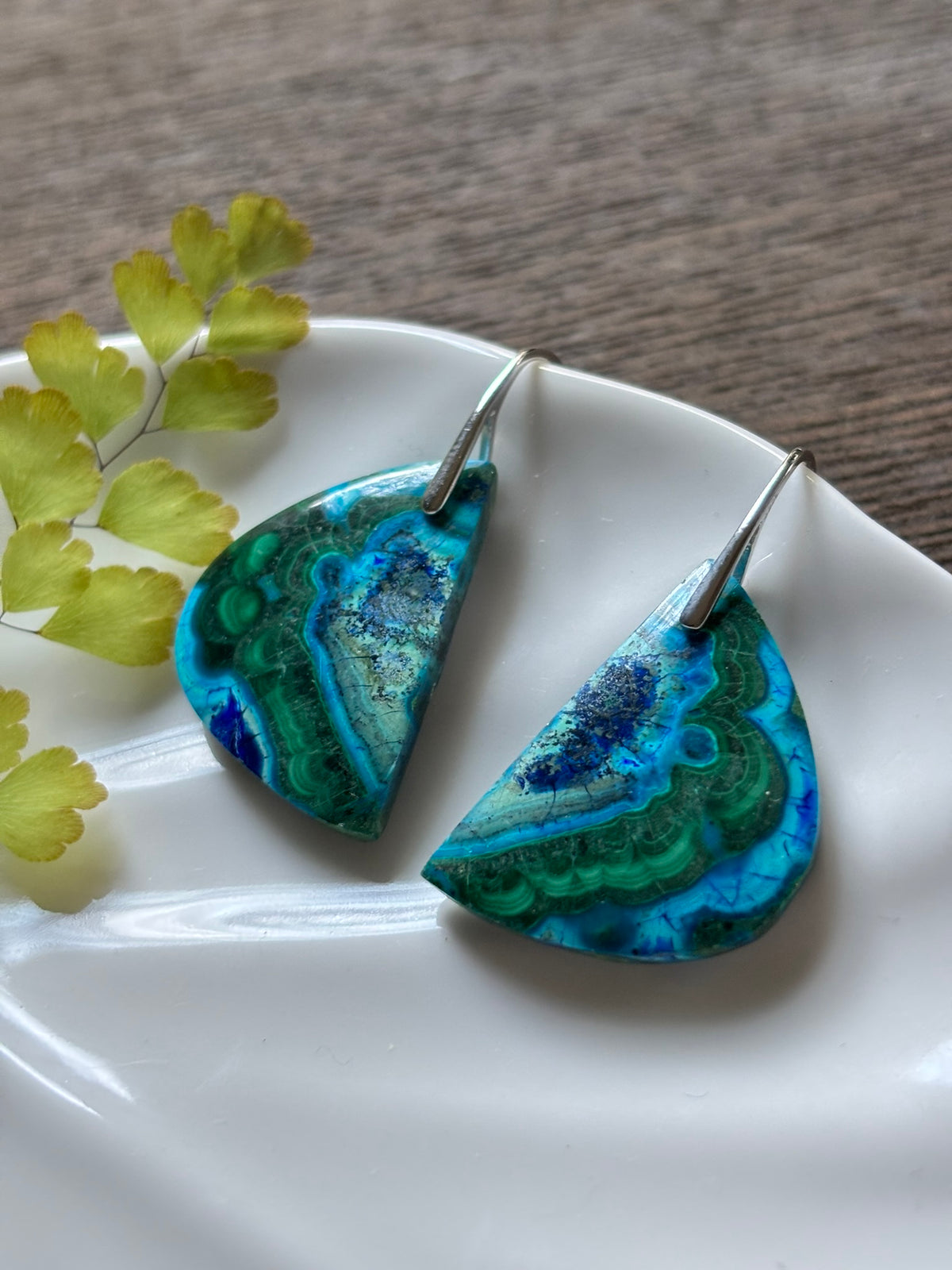 Malachite Chrysocolla Ocean Fan Earrings alternate view 2