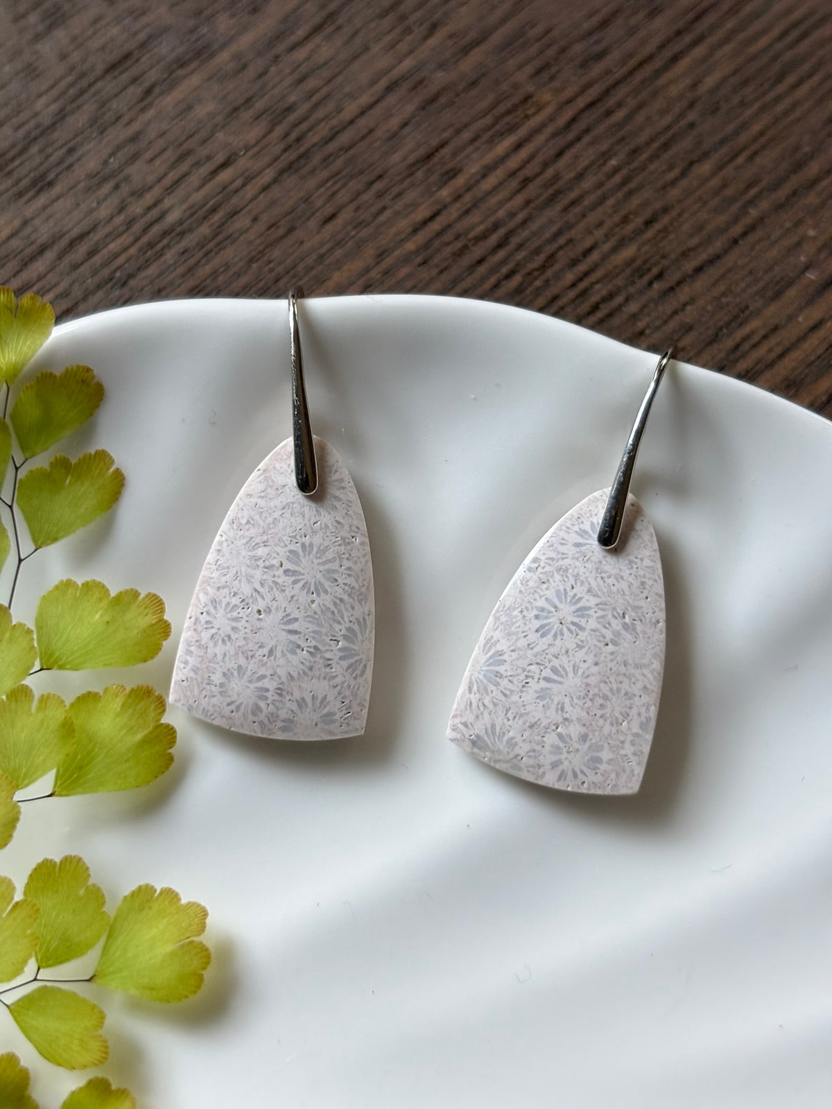 Fossilized Coral Ivory Solo Earrings
