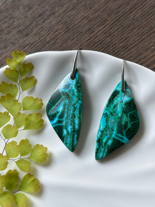 Malachite Chrysocolla Emerald River Earrings