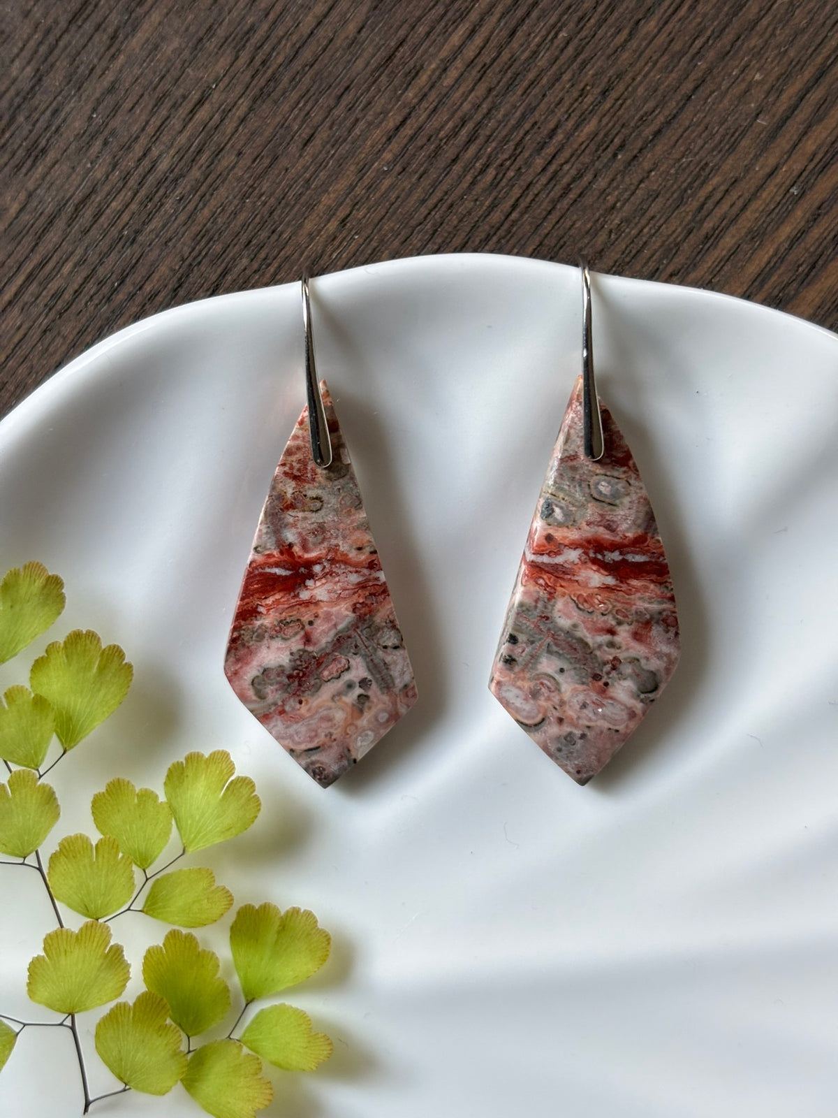 River Jasper Rose Stone Earrings