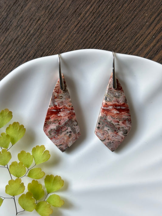 River Jasper Rose Stone Earrings