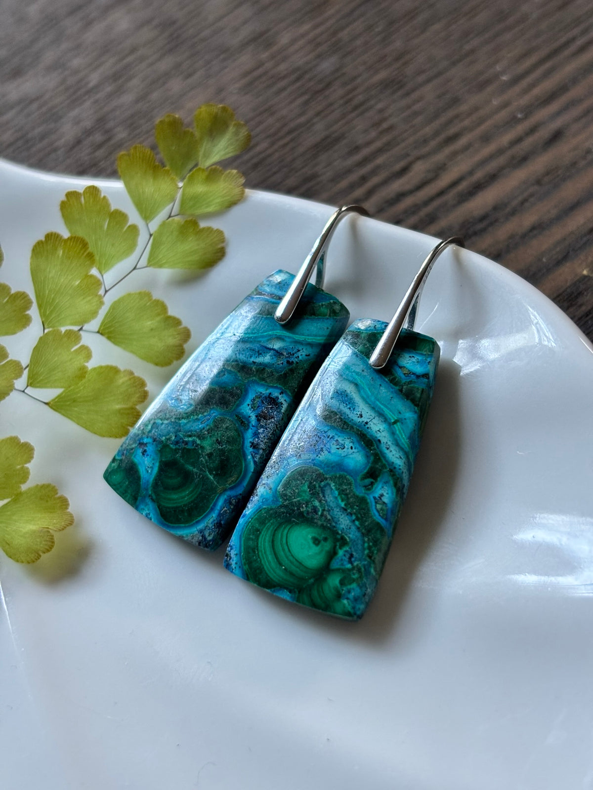 Malachite Chrysocolla Turquoise Pattern Earrings alternate view 2