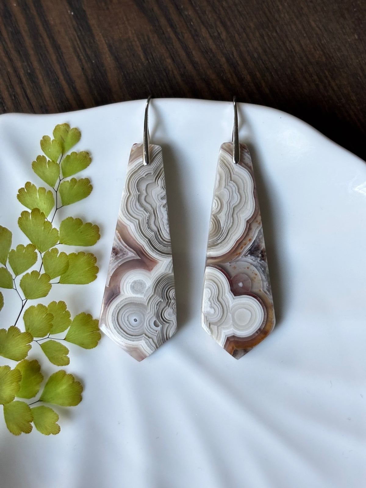 Crazy Lace Agate Grey Lace Statement Earrings