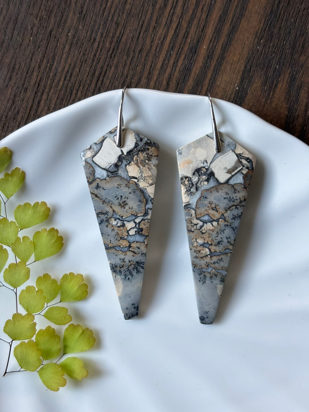 Maligano Jasper Charcoal Statement Earrings
