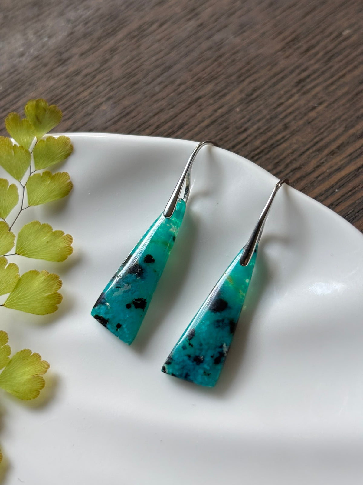 Blue Opal Wood Aqua Earrings alternate view 2