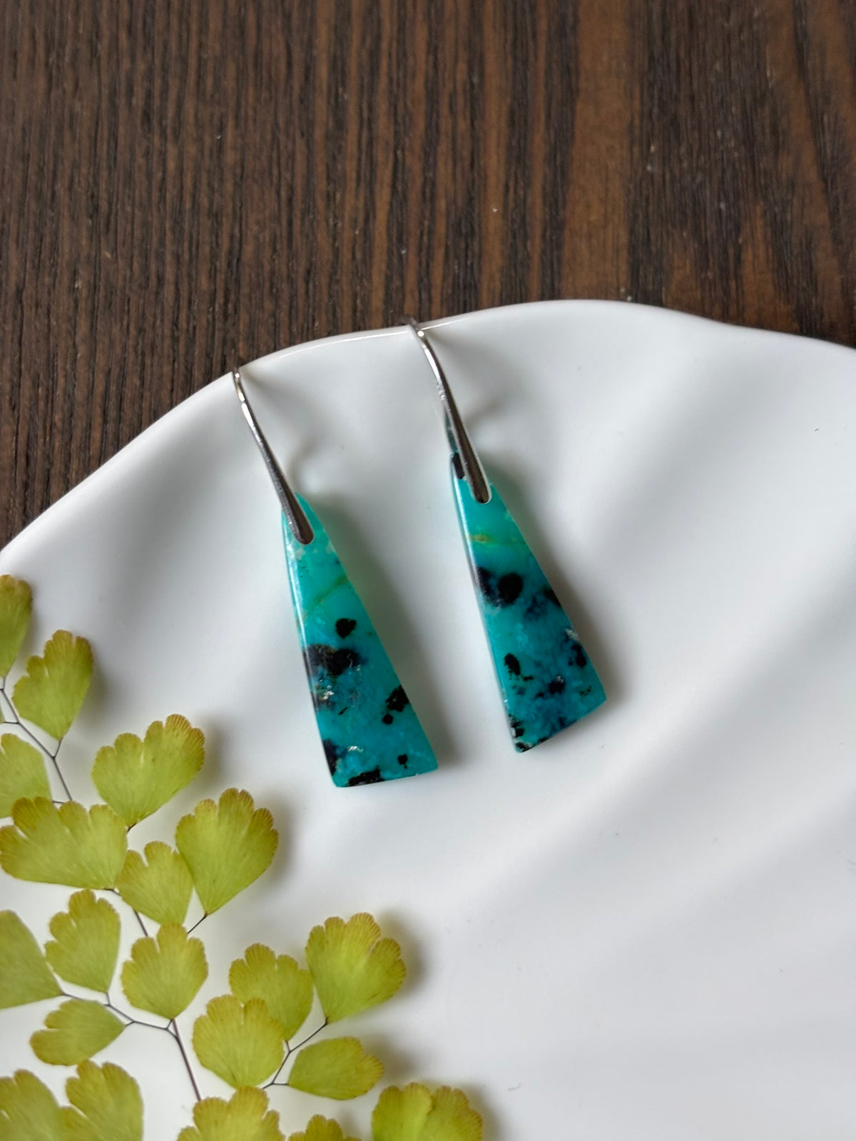 Blue Opal Wood Aqua Earrings alternate view 3