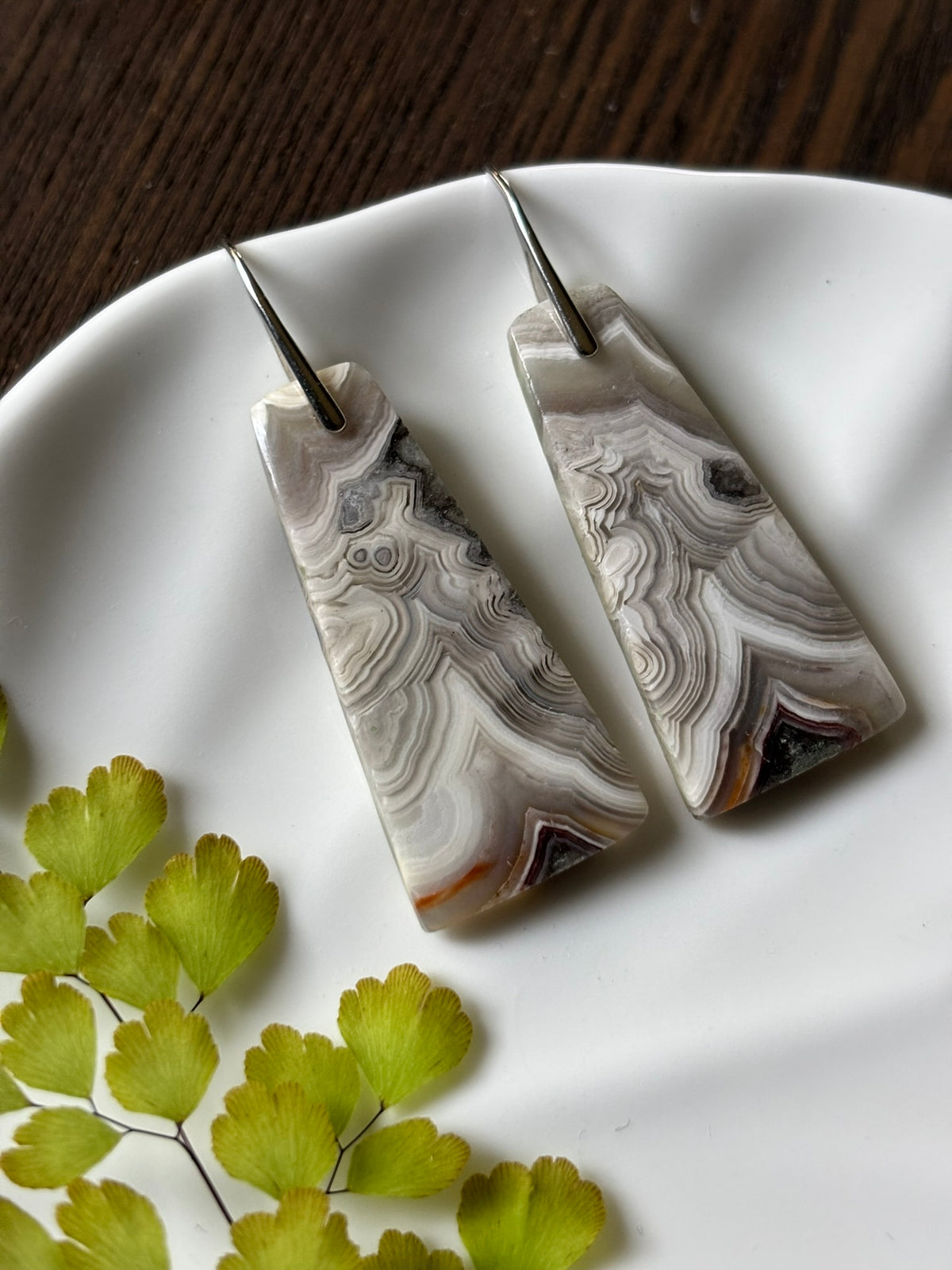 Crazy Lace Agate Grey Angular Earrings alternate view 2