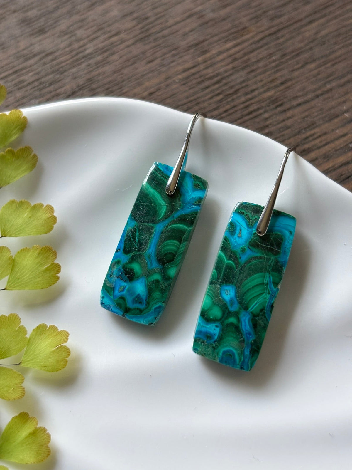 Malachite Chrysocolla Ocean Bar Earrings alternate view 2