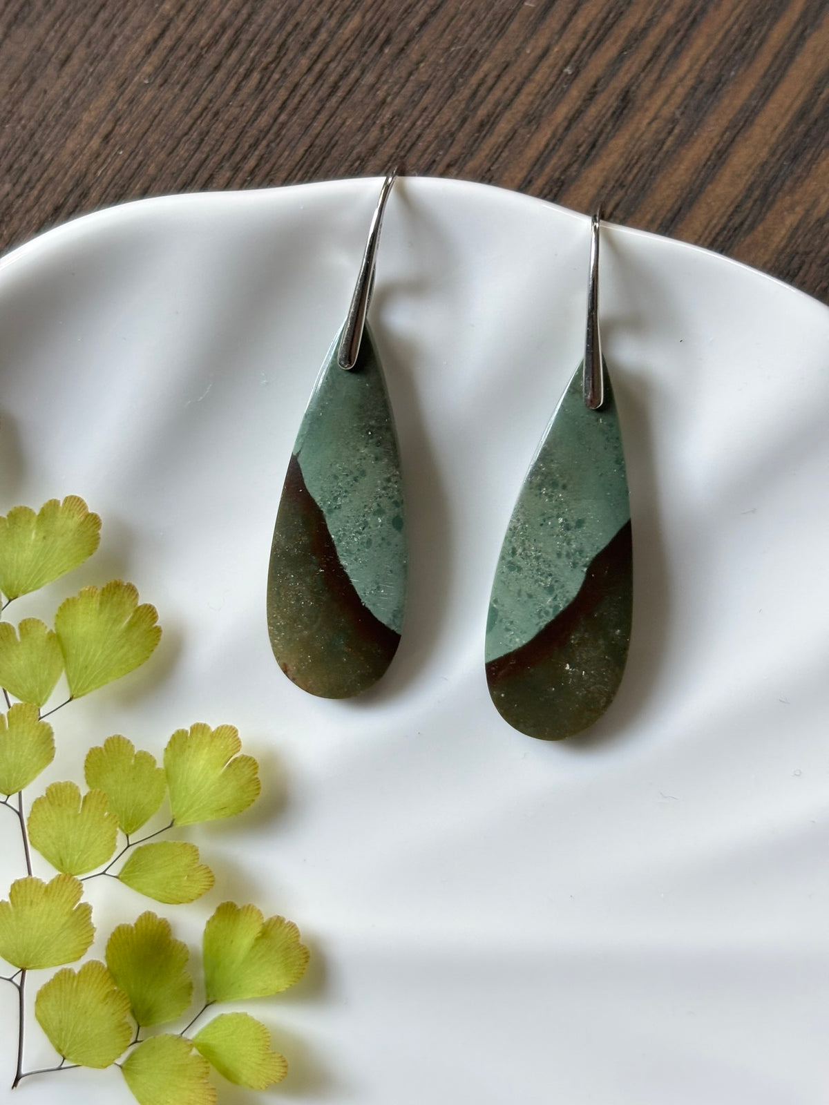Polychrome Jasper Soft Sage Drop Earrings