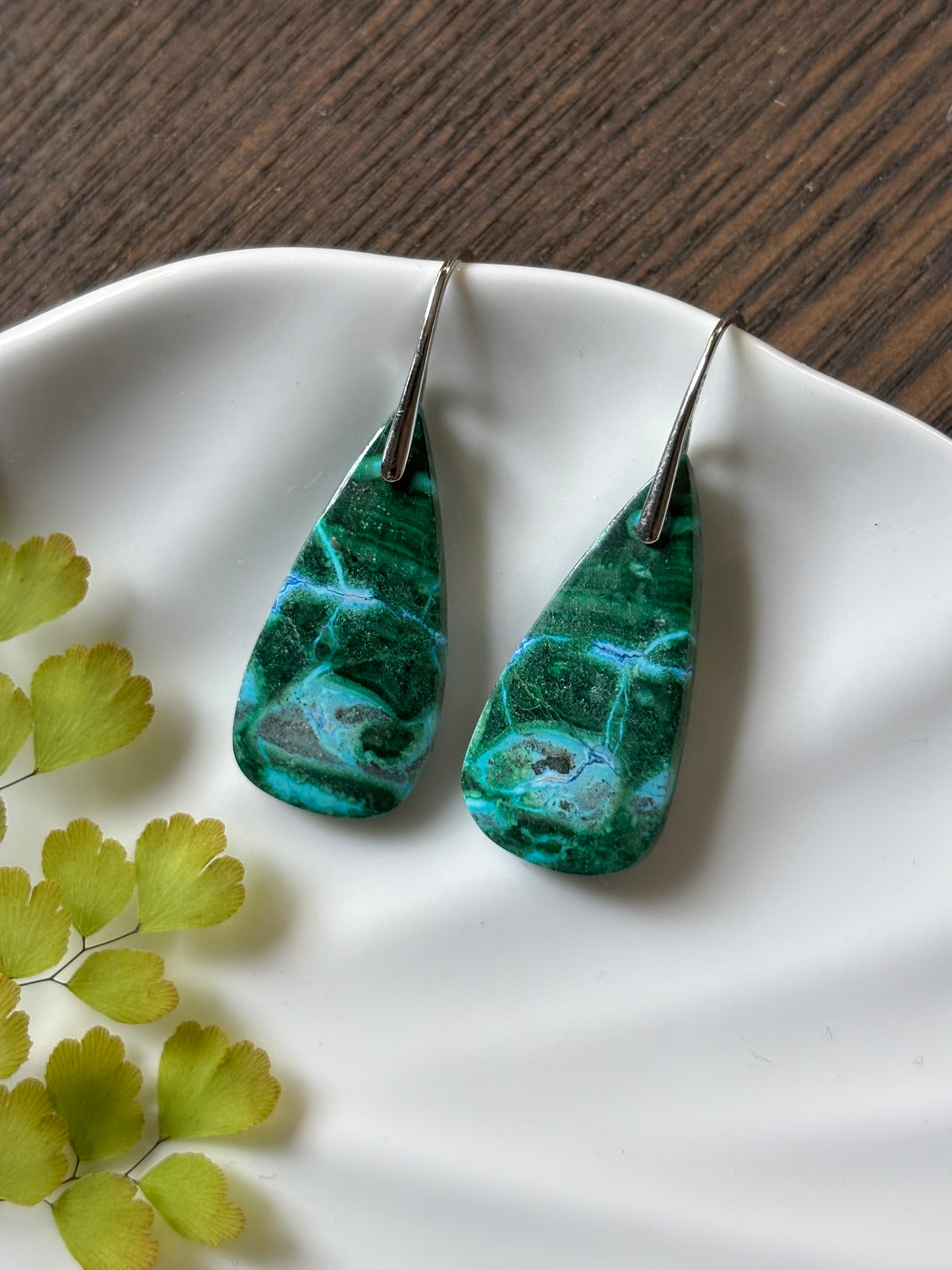 Malachite Chrysocolla Emerald Drop Earrings