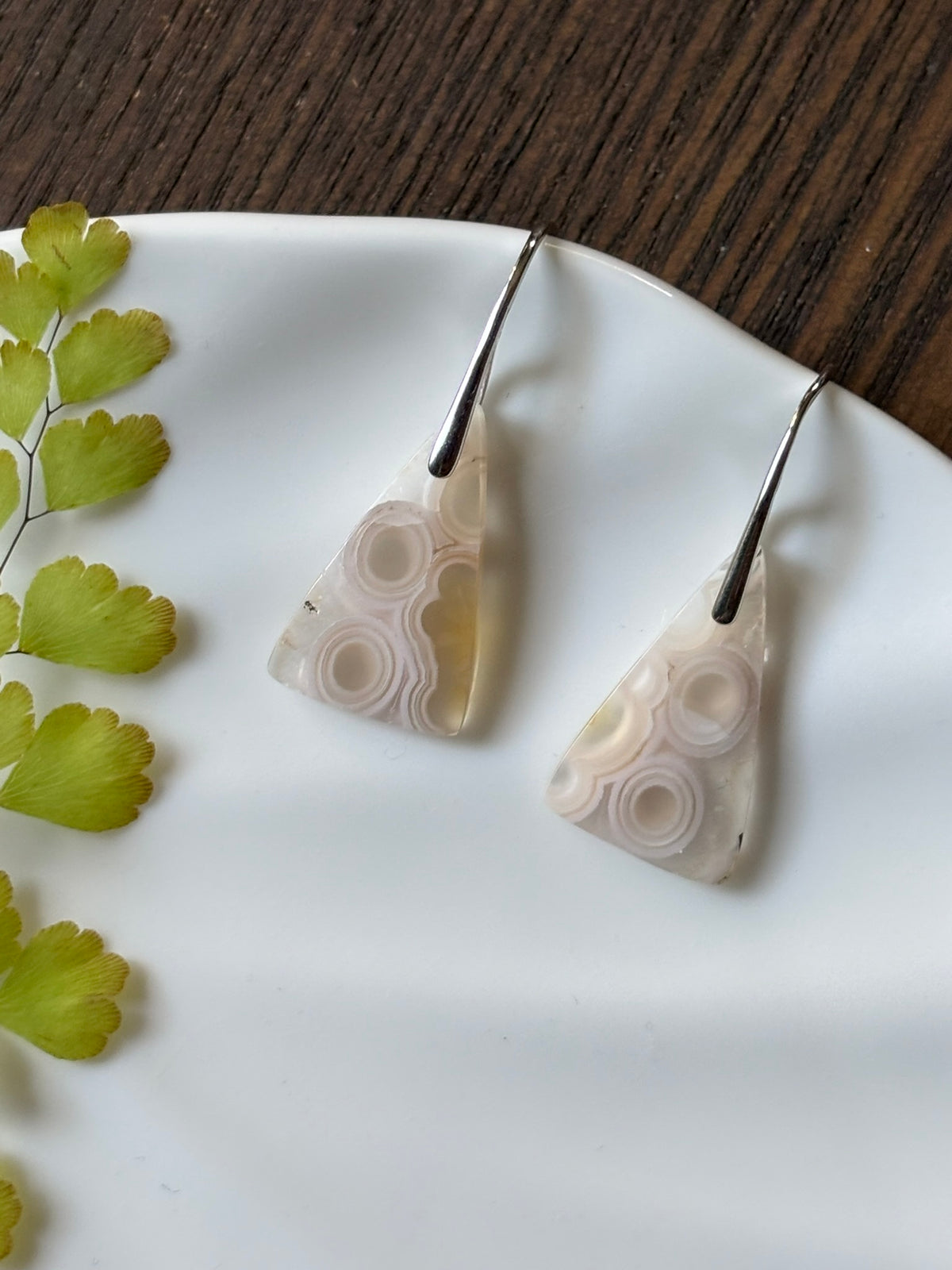 Crazy Lace Agate Cream Lace Earrings