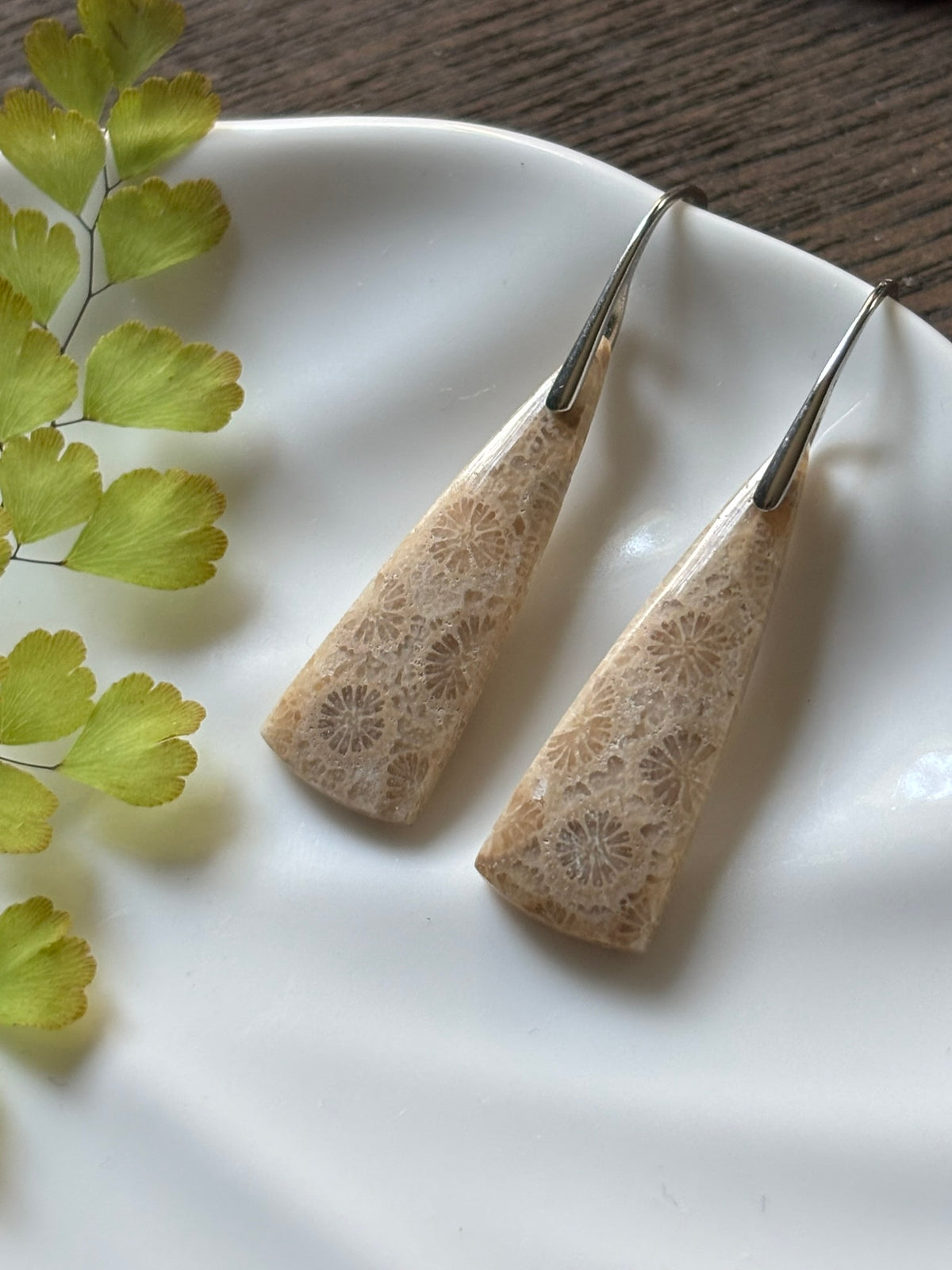 Fossilized Coral Cream Lace Earrings alternate view 2