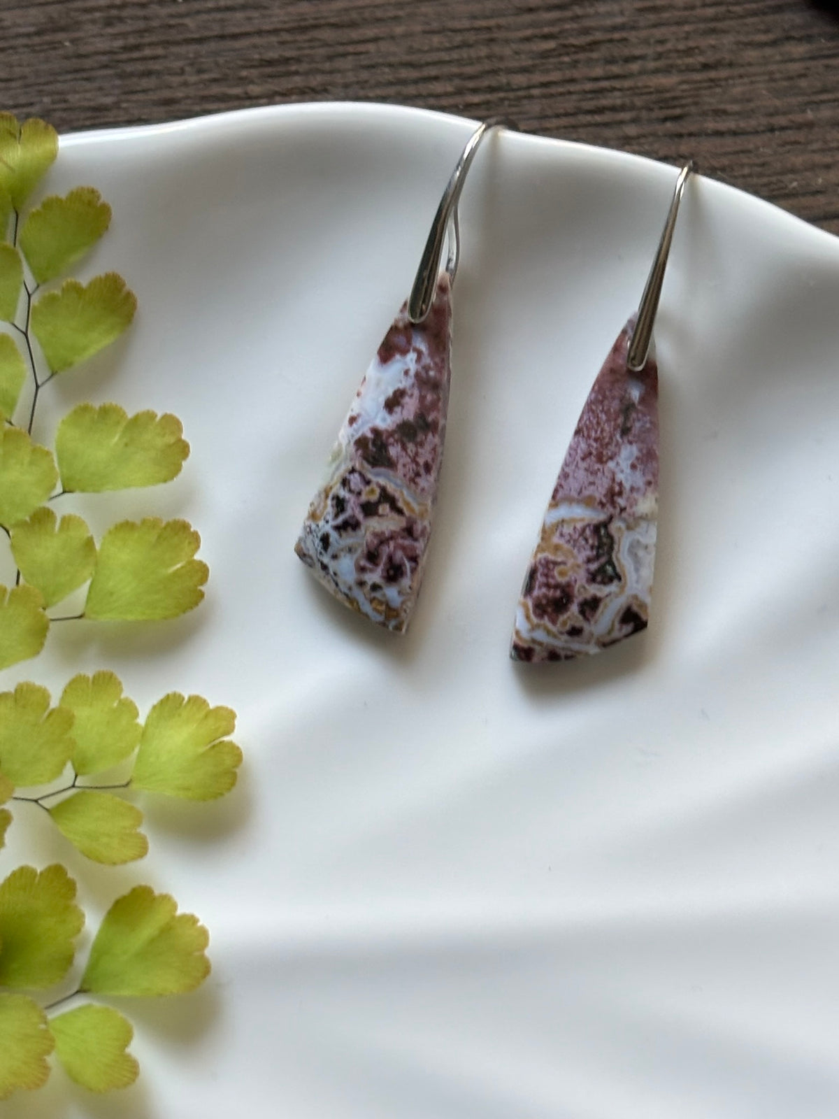 River Jasper Rose Teardrop Earrings
