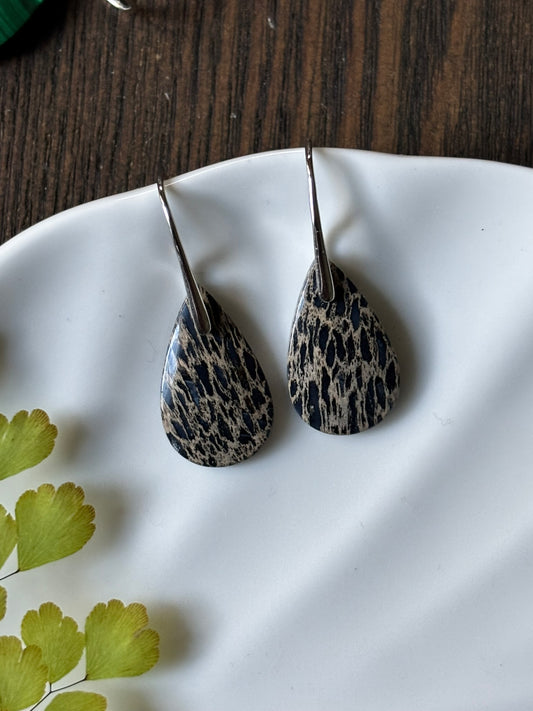 Fossilized Palm Root Black Lace Earrings