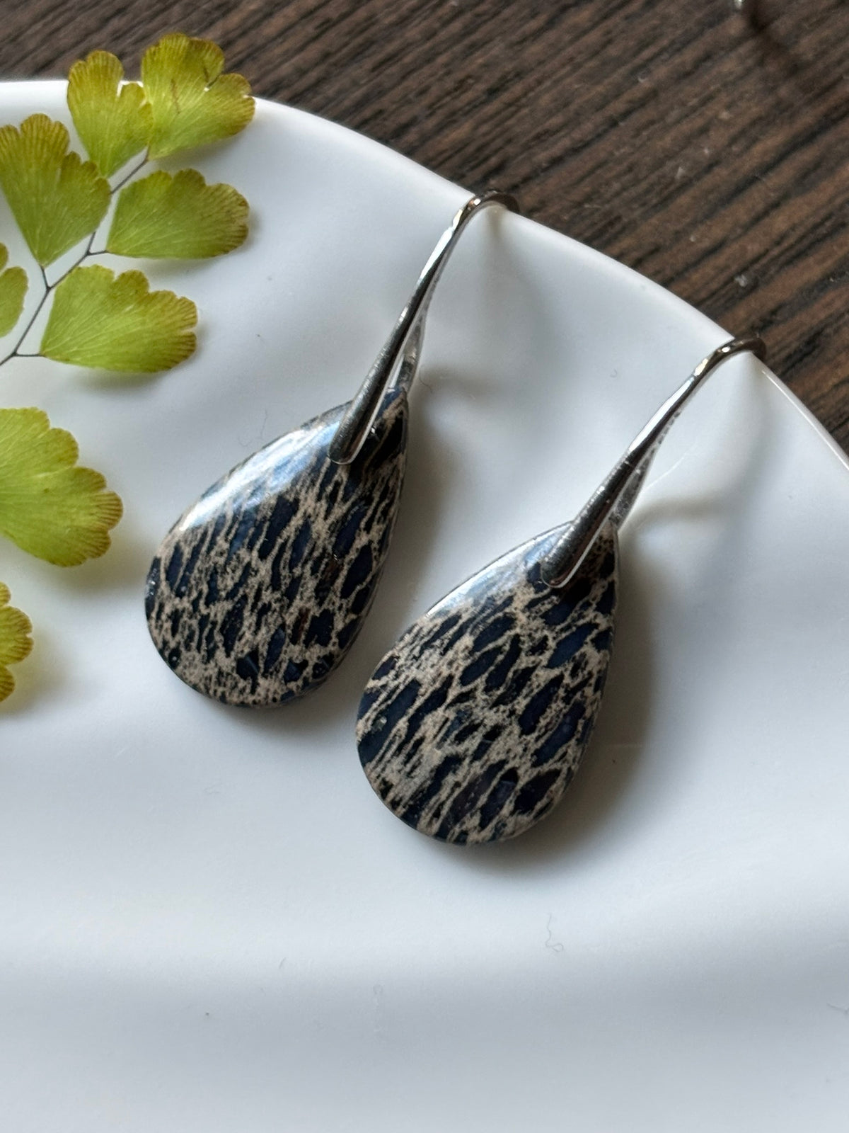 Fossilized Palm Root Black Lace Earrings alternate view 2