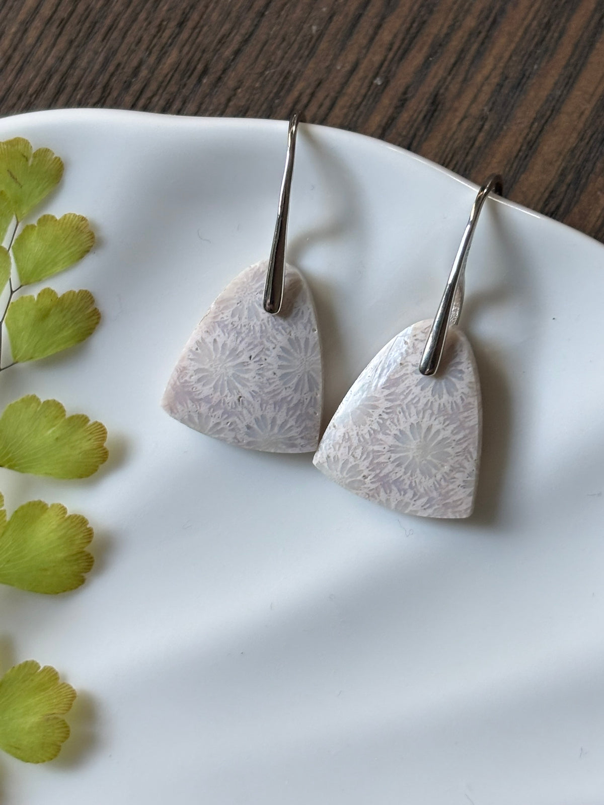 Fossilized Coral Soft Ivory Earrings