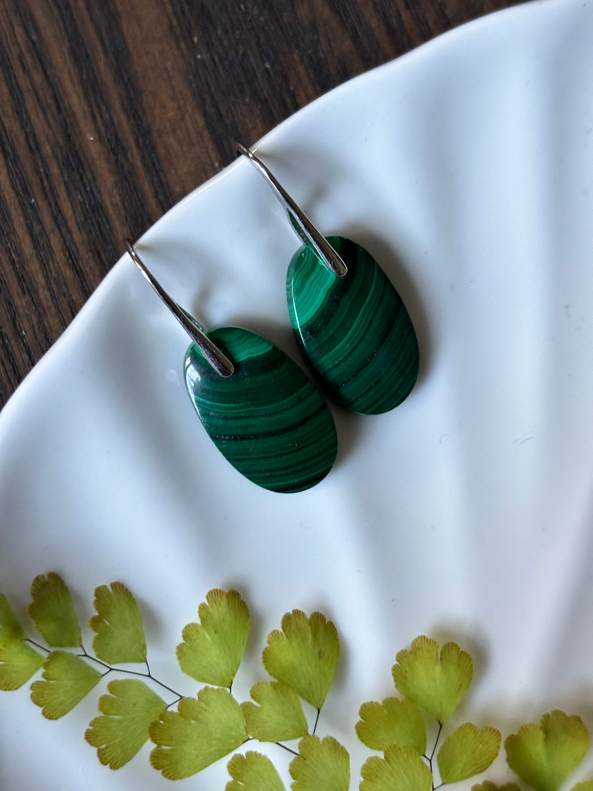 Malachite Emerald Round Earrings