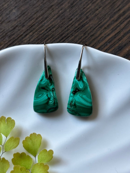 Malachite Emerald Petite Earrings