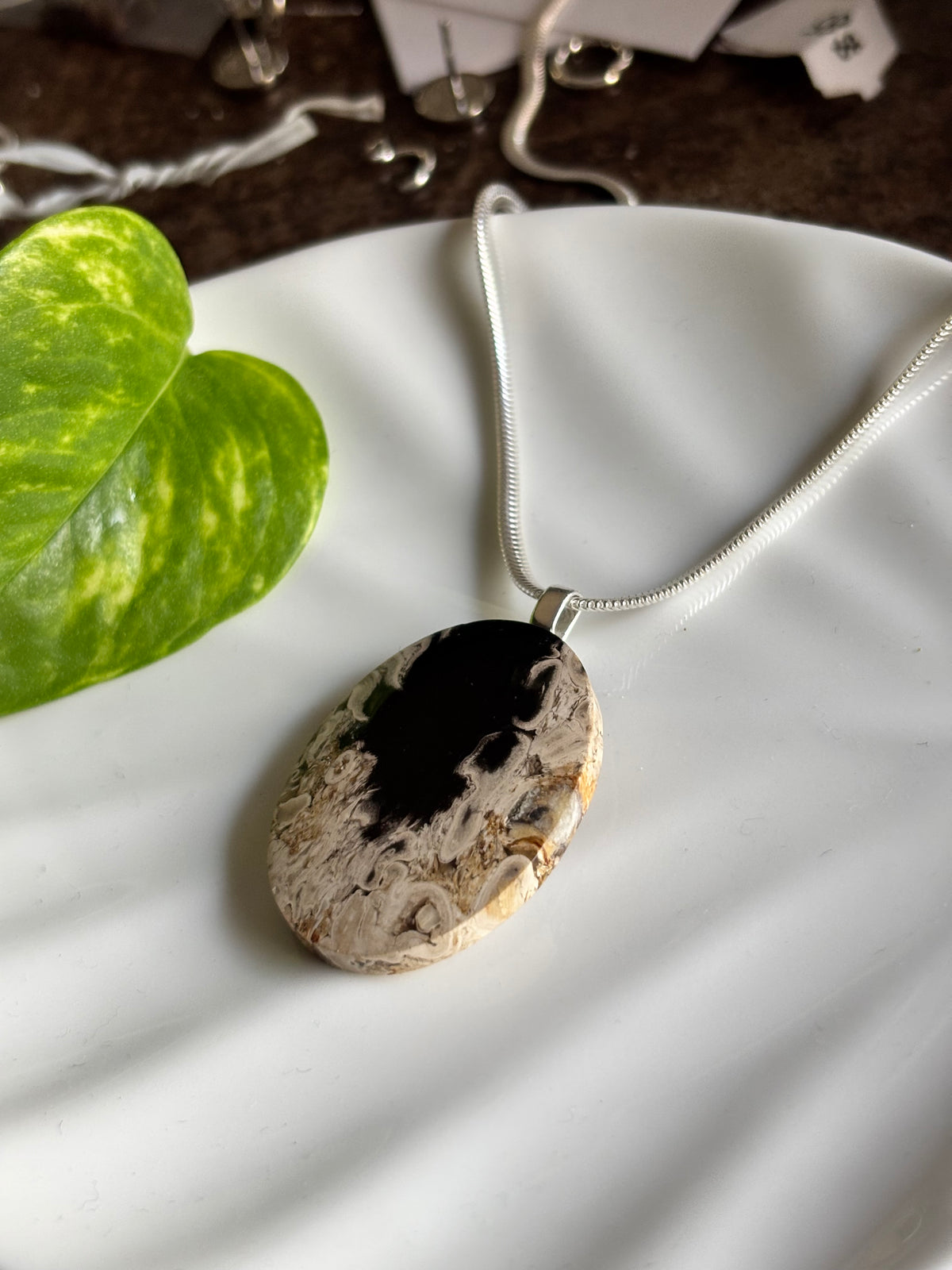 Fossilized Palm Root necklace view 2
