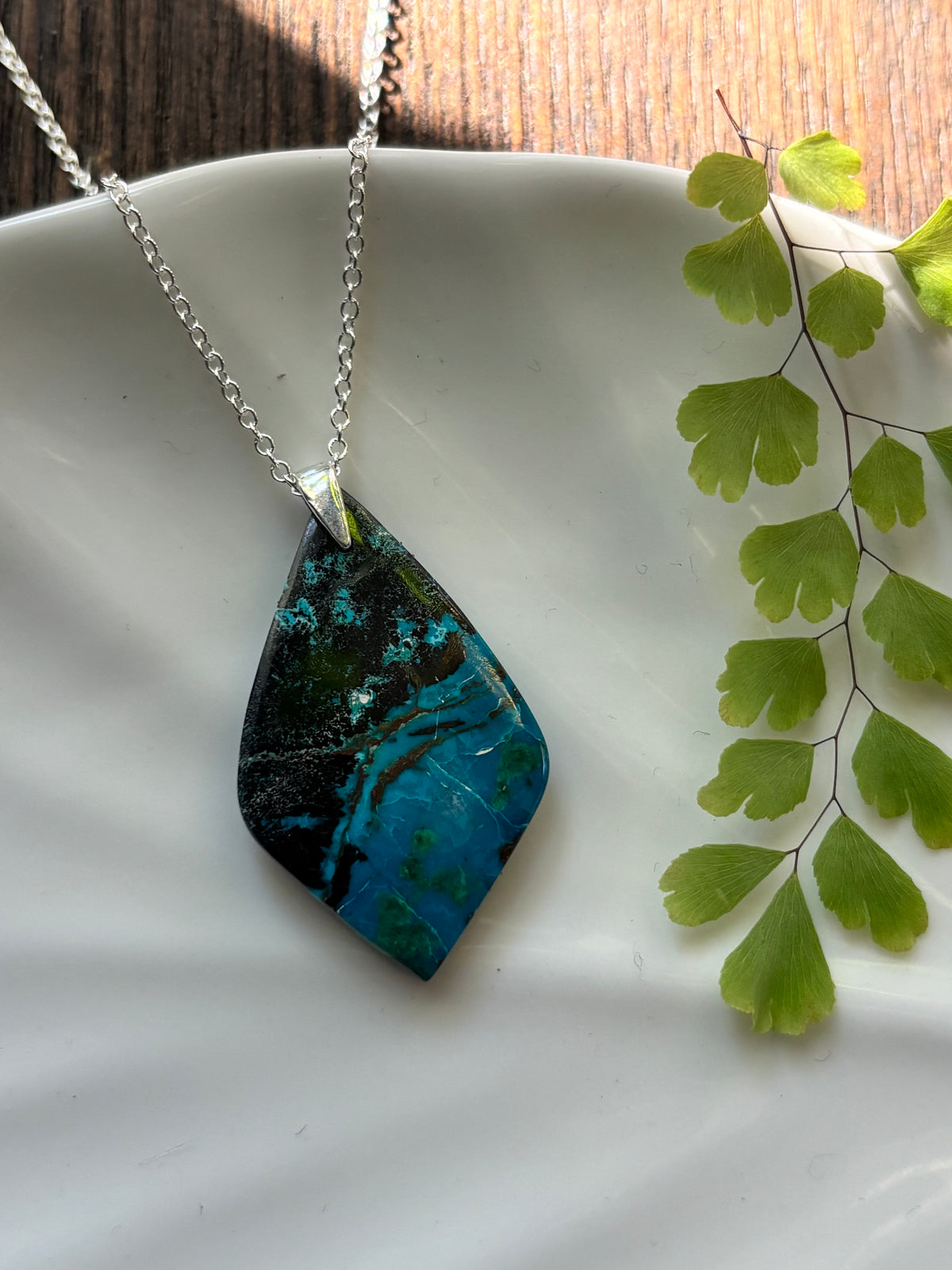Deep Lagoon Blue Fan Necklace