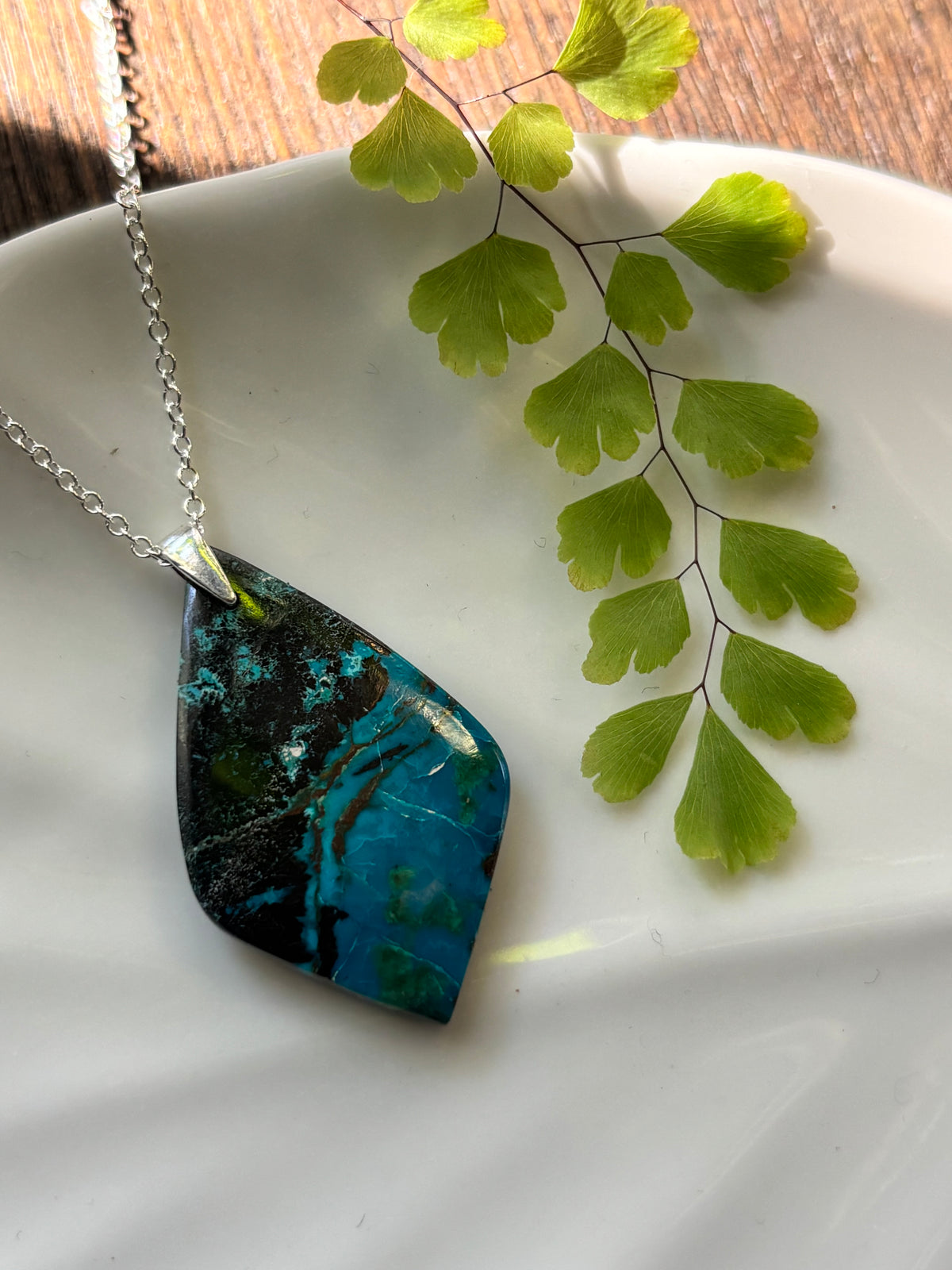 Deep Lagoon Blue Fan Necklace