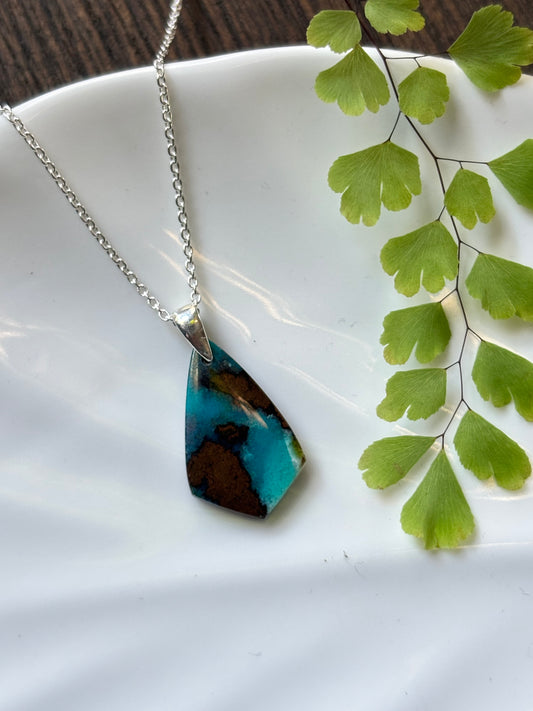 Blue Opal Wood Necklace