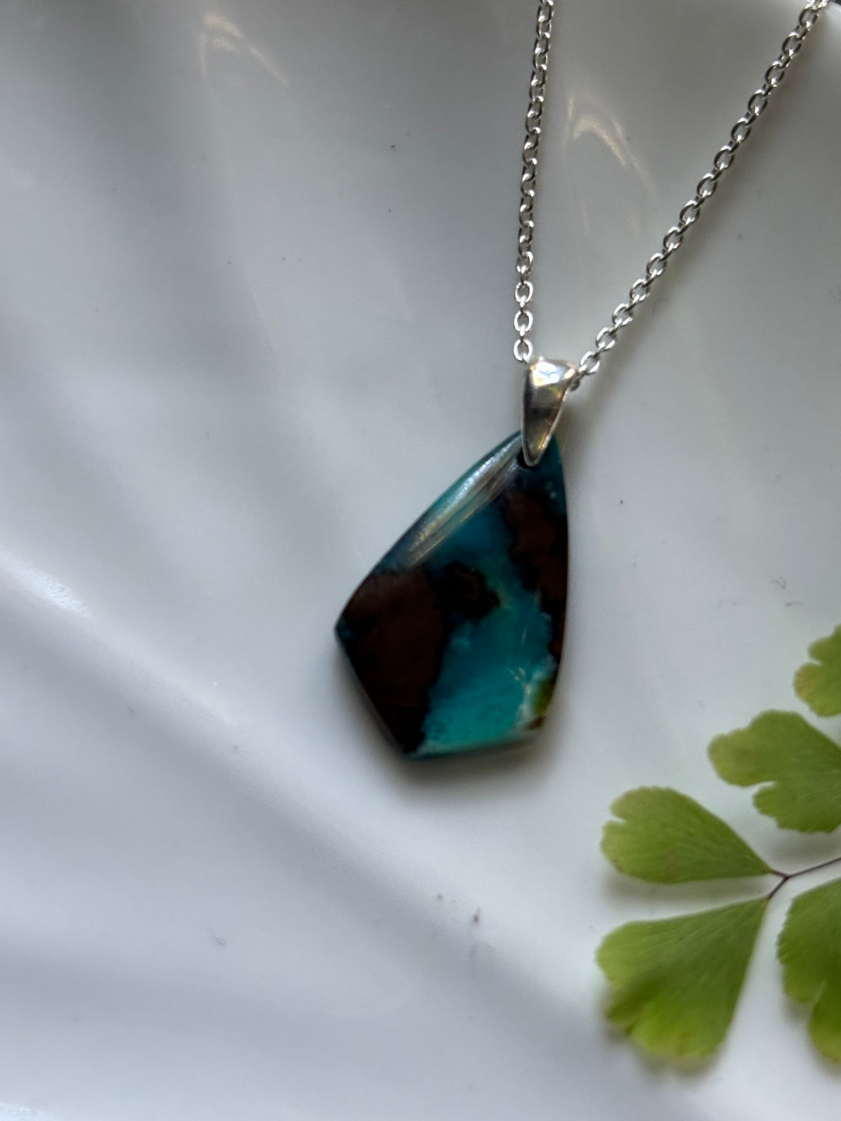 Blue Opal Wood Necklace