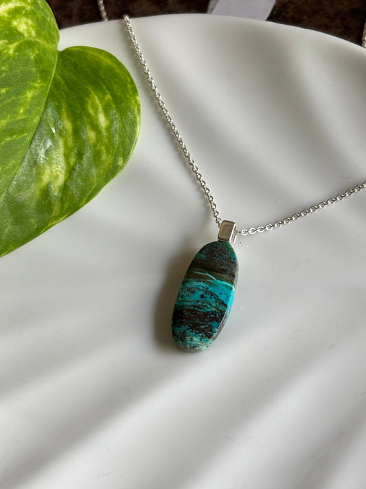 Chrysocolla necklace view 1