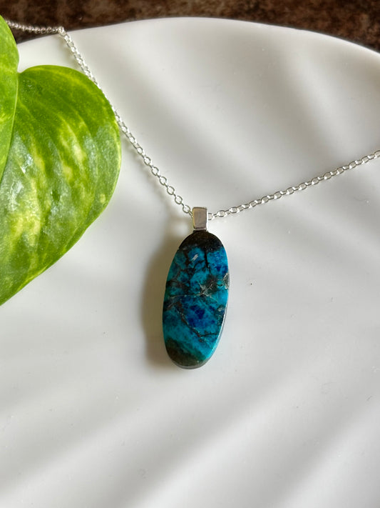 Chrysocolla necklace view 1