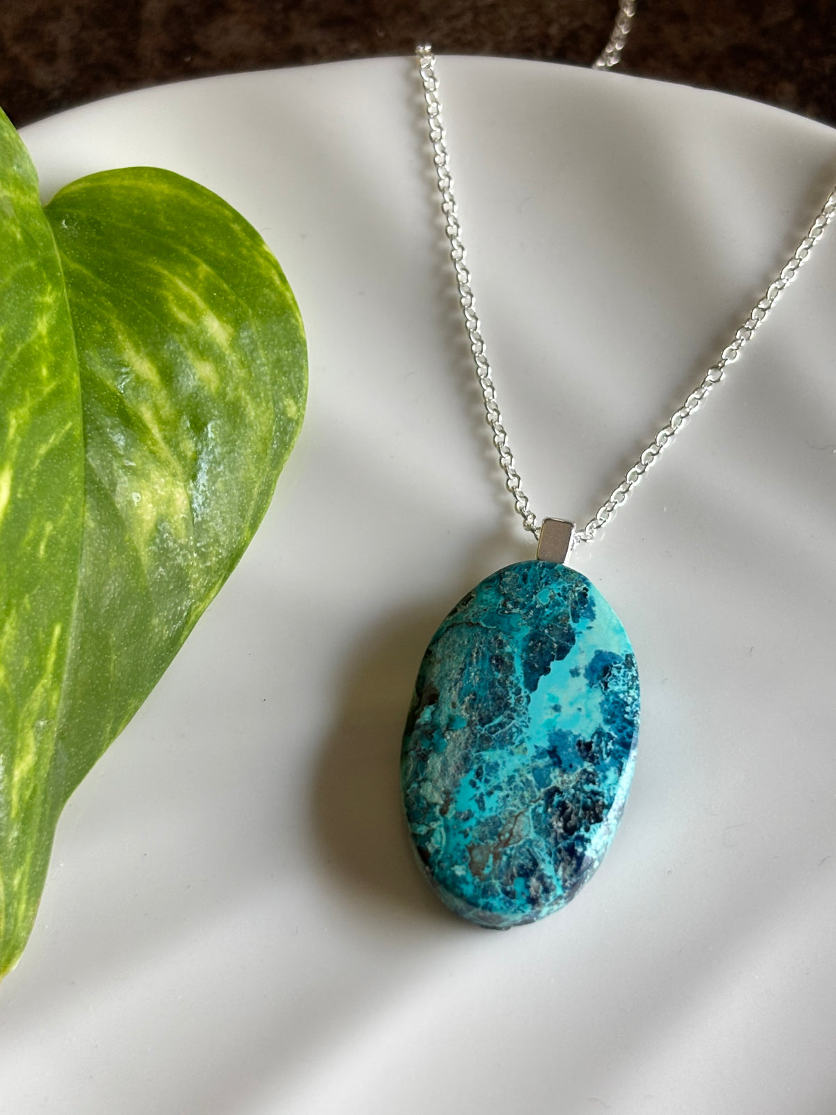 Chrysocolla necklace view 1