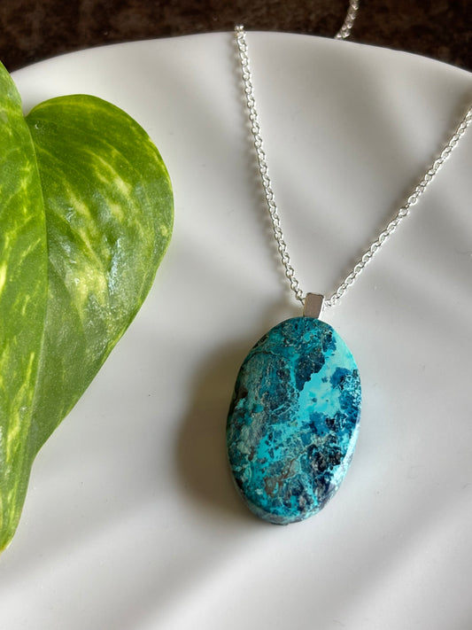 Chrysocolla necklace view 1