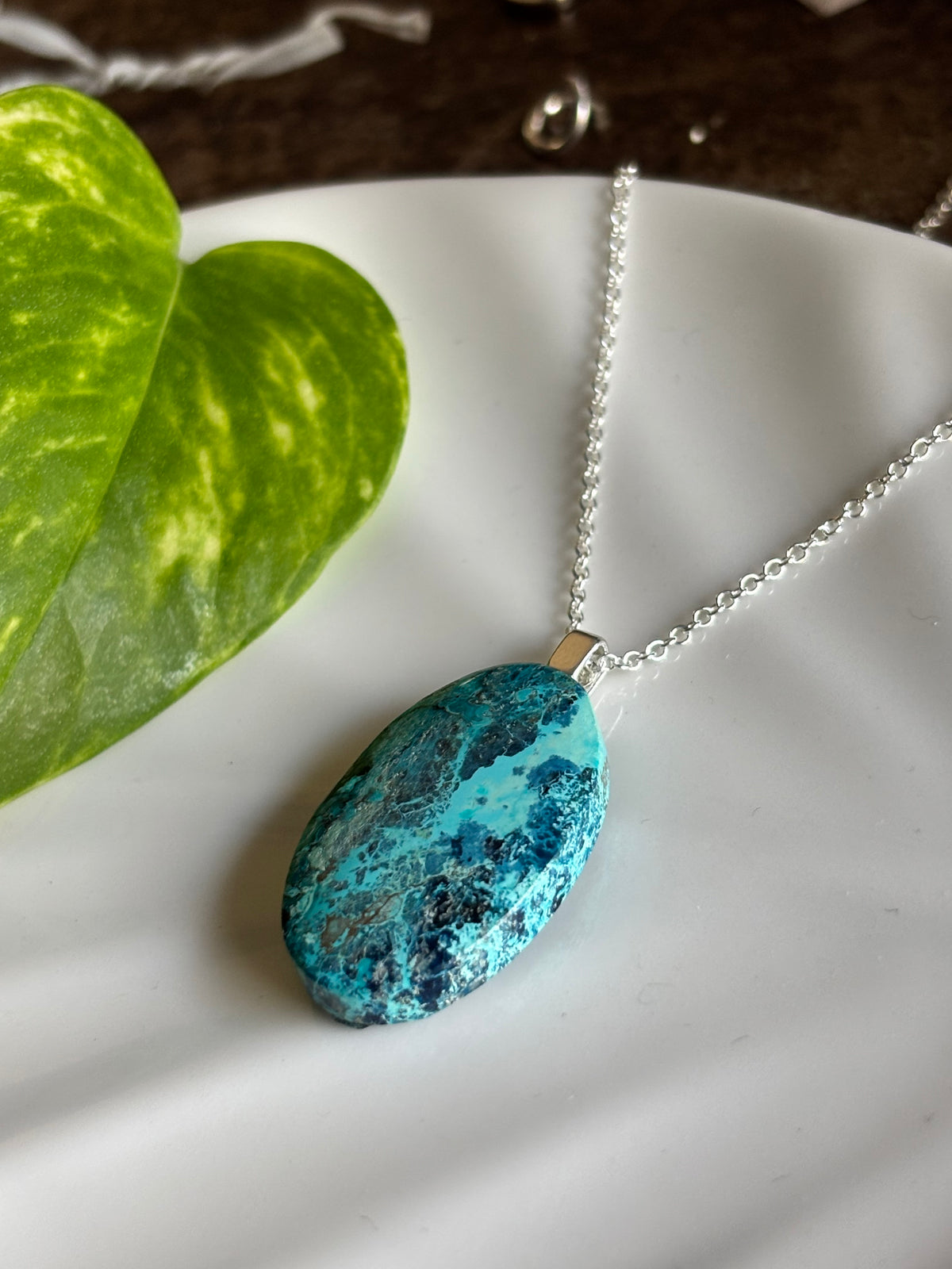 Chrysocolla necklace view 2