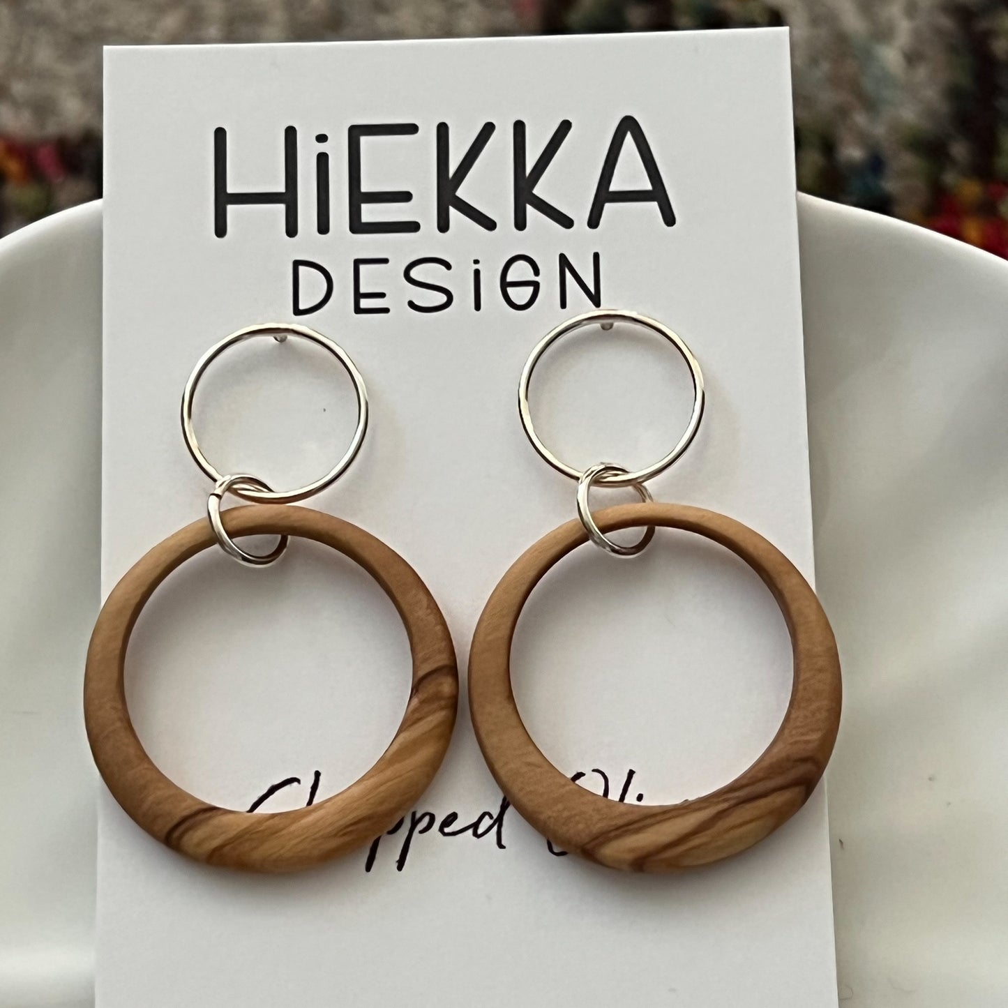 Olive Wood Circle Studs